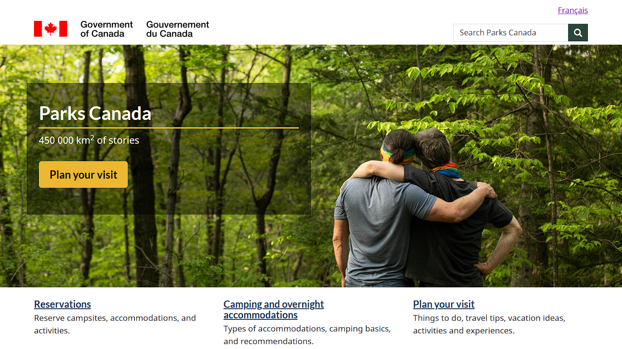 Parks Canada's website
