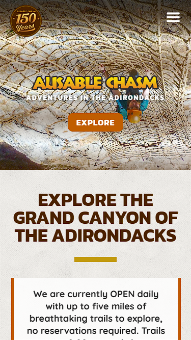 Ausable Chasm mobile website