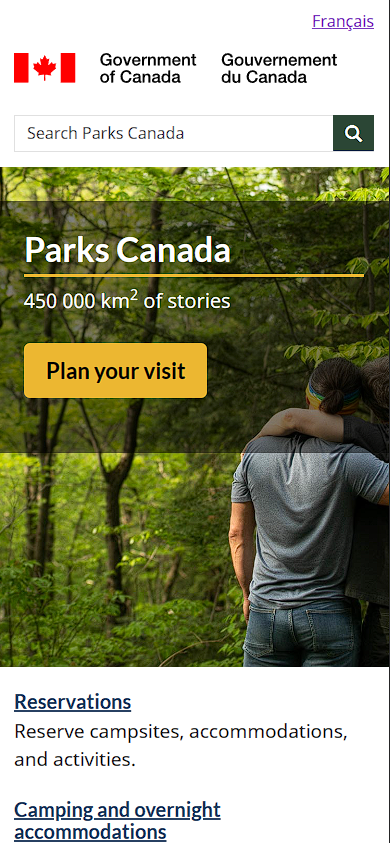 Parks Canada mobile website